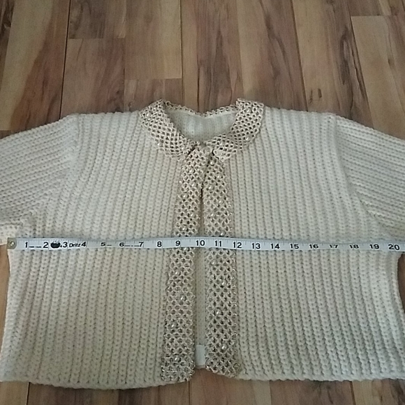 Vintage 50s Crop Sweater with Tiny Faux Pearls - Picture 8 of 10
